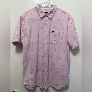 O'Neill Tame Dobby Pink Casual Button Down Shirt Size Medium